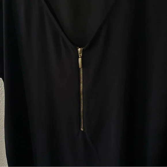 Express |  Black Half Zip-Front Blouse, Size Large - Picture 3 of 7